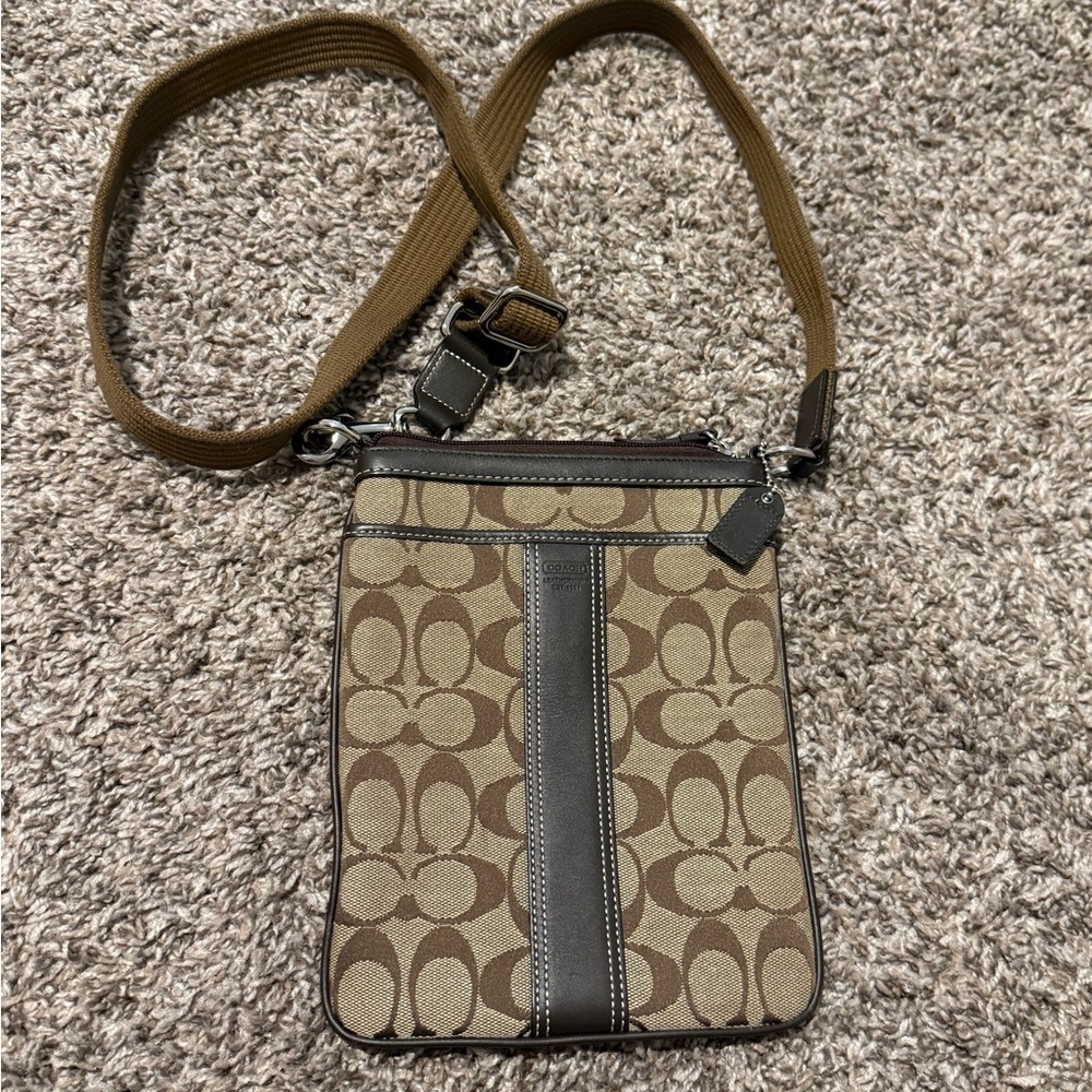 Coach Brown Signature Canvas Messenger Crossbody